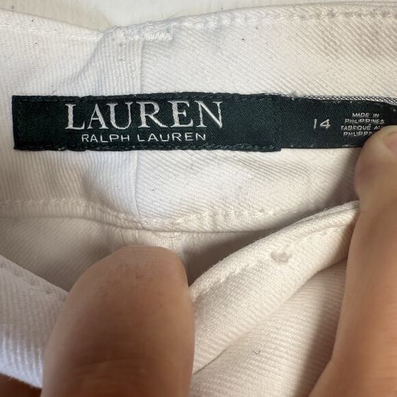 LRL Ralph Lauren Size 14 Premier Straight White Denim Jeans Women's 36" Inseam - Picture 8 of 13